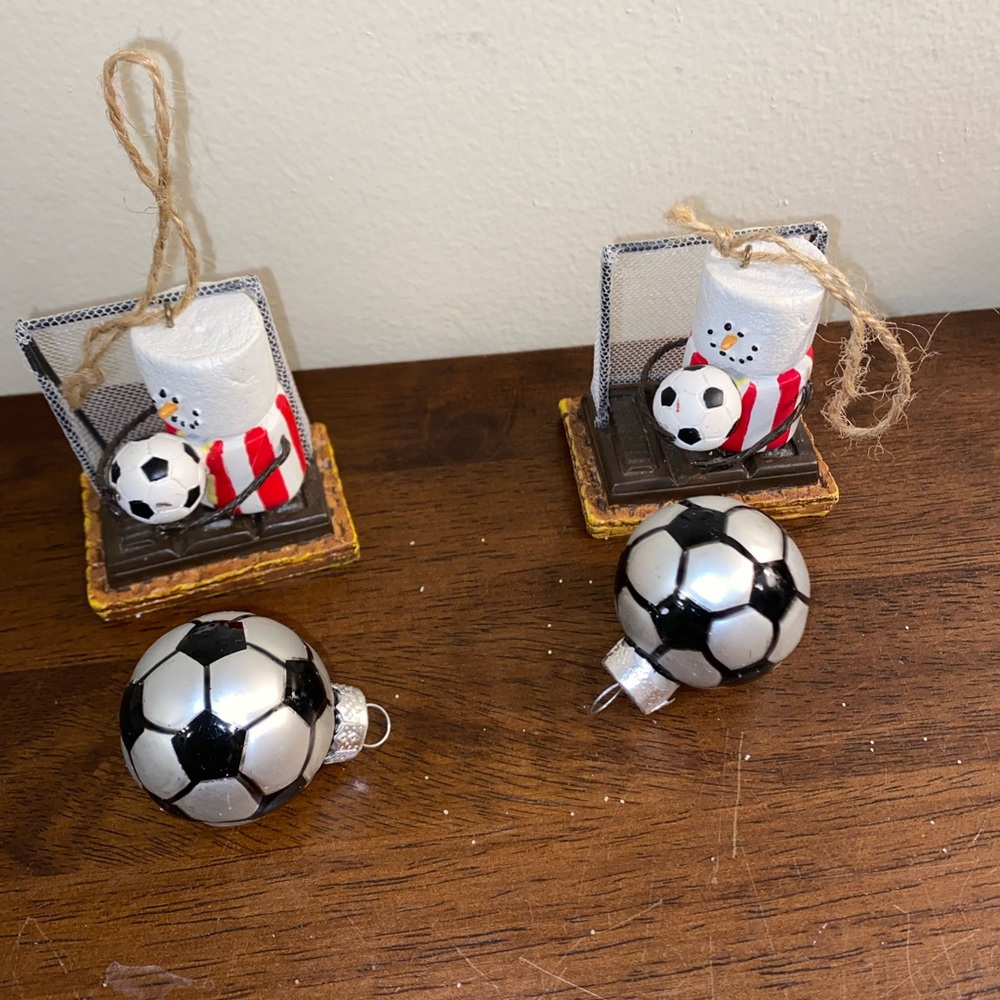 Soccer Snowman Holiday Ornaments - Black and White